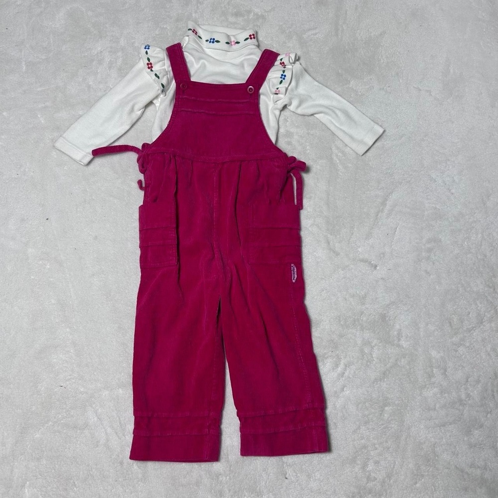 Vintage 1980's Girl's Overalls - 80's Girls Toddler Magenta Pink Corduroy